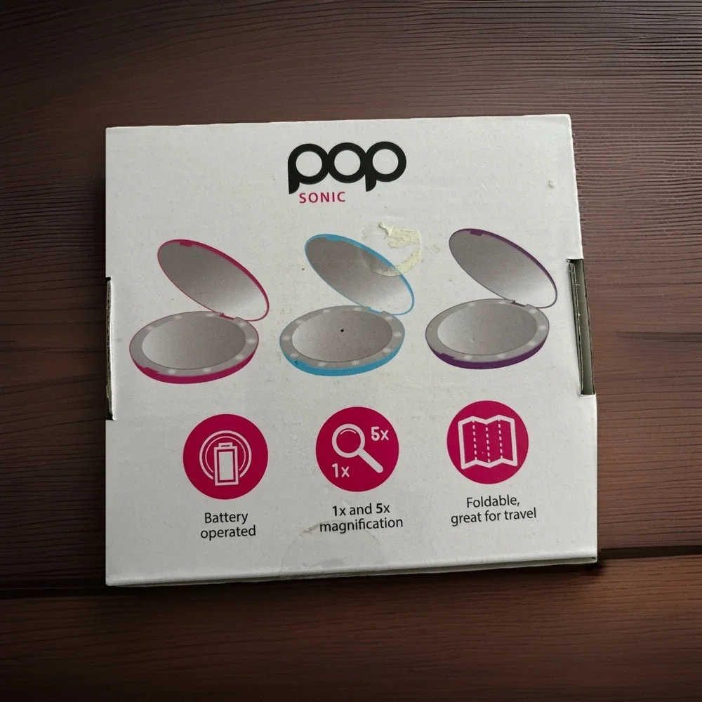 POP Sonic LED Makeup‎ Mirror 1x 5x Magnification Battery Floral New Open Box